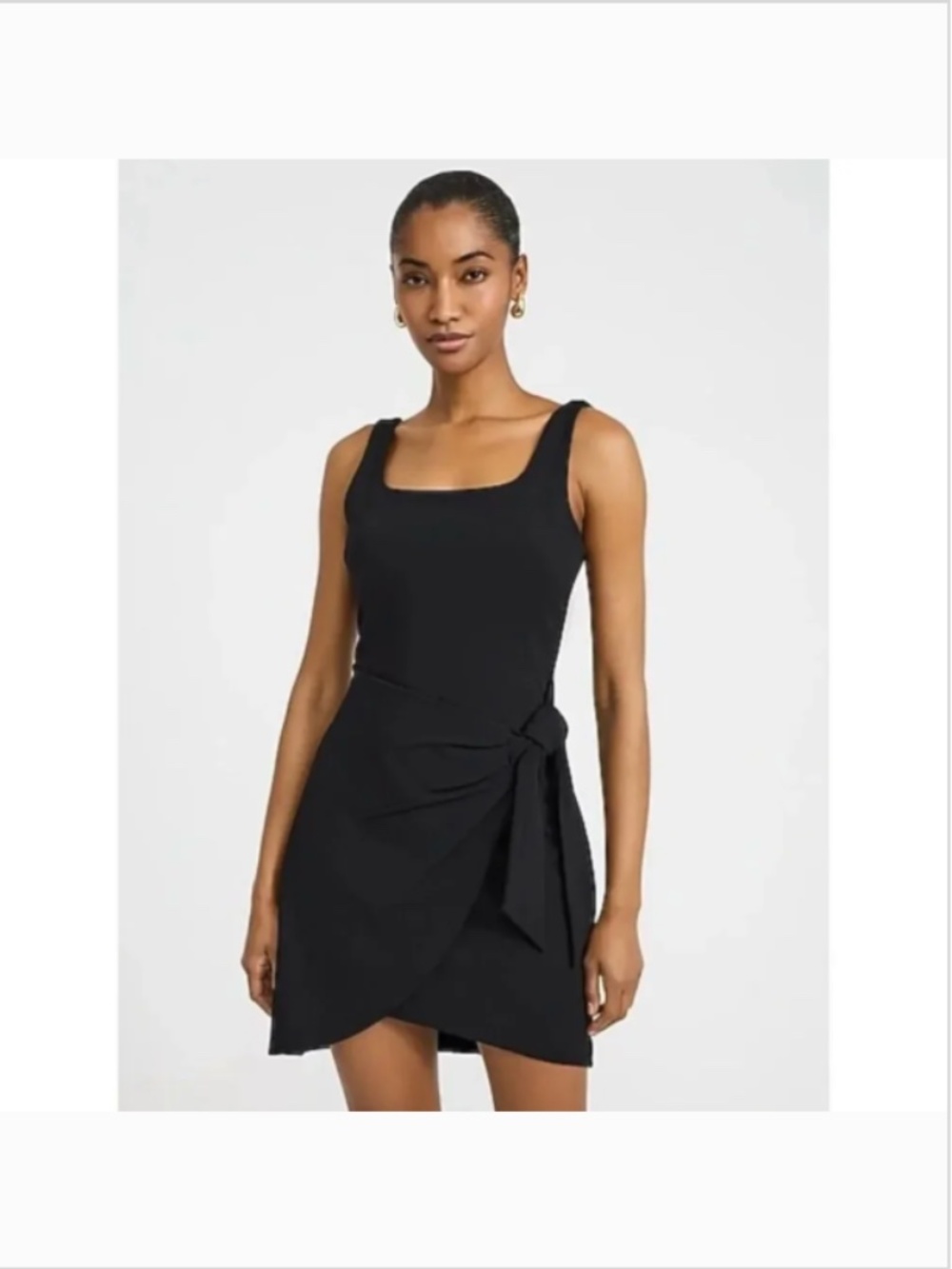 Express Little Black Dress Scoop Neck Drap Side Tie Stretch Sz small